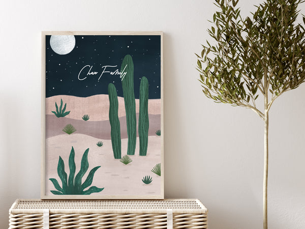 Art Print Poster - Desert Nightfall (Customisable Text)