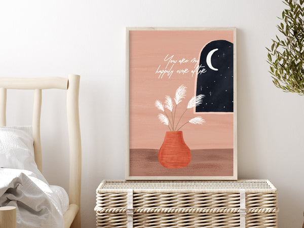 Art Print Poster - Moonlit Window  (Customisable Text)
