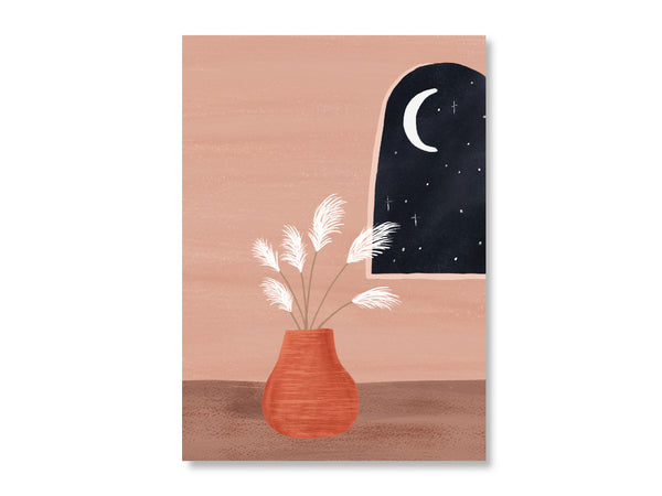 Art Print Poster - Moonlit Window  (Customisable Text)