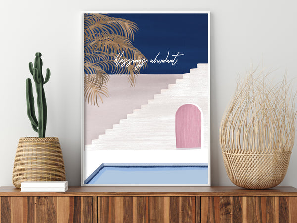 Art Print Poster - Poolside Peace (Customisable Text)