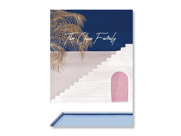 Art Print Poster - Poolside Peace (Customisable Text)