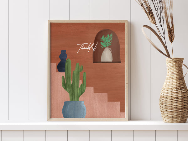 Art Print Poster - Terra Cotta Stairway (Customisable Text)