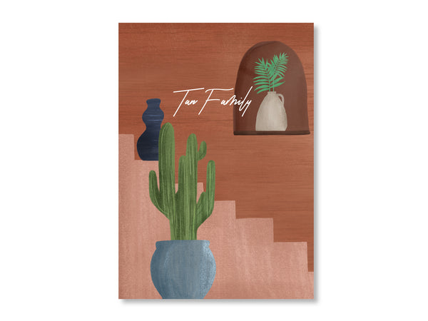 Art Print Poster - Terra Cotta Stairway (Customisable Text)