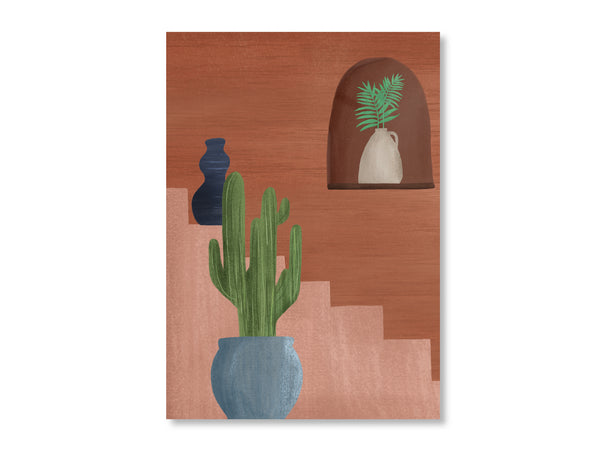 Art Print Poster - Terra Cotta Stairway (Customisable Text)