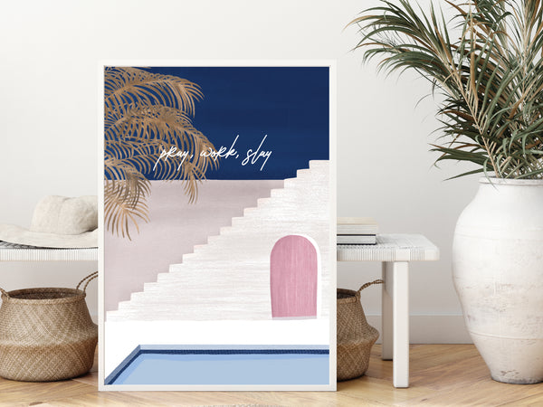 Art Print Poster - Poolside Peace (Customisable Text)